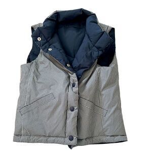 GAP Reversible Puffer Vest Navy Checkered Winter 7-8 Youth EUC Like New